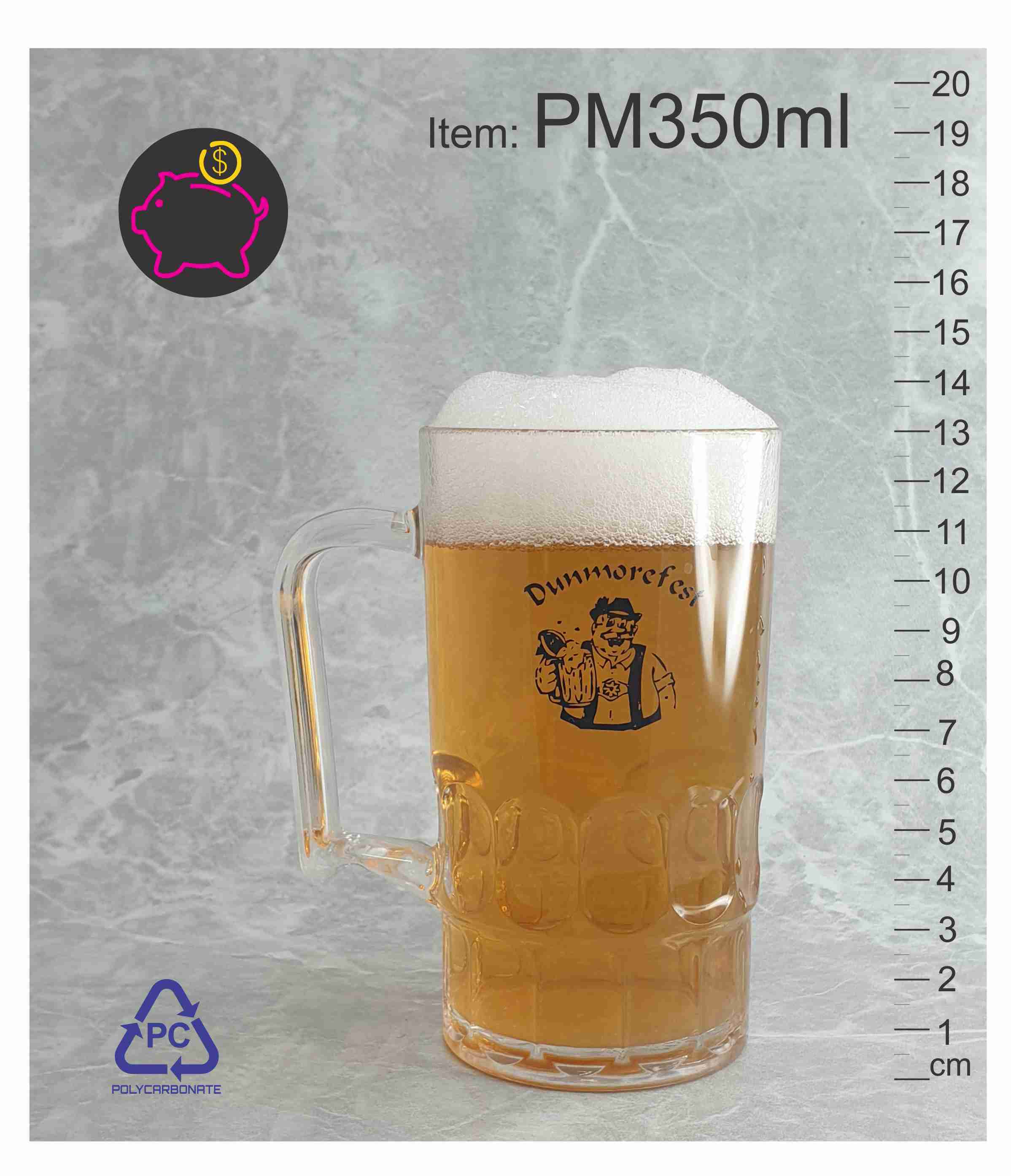 PM350-reusable-custom-printed-festival-events-party-stein-mug-unbreakable-plastic-drinking-beer-pot-glasses-cups-abc2000-melbourne-australia black printed Octoberfest plastic beer mug