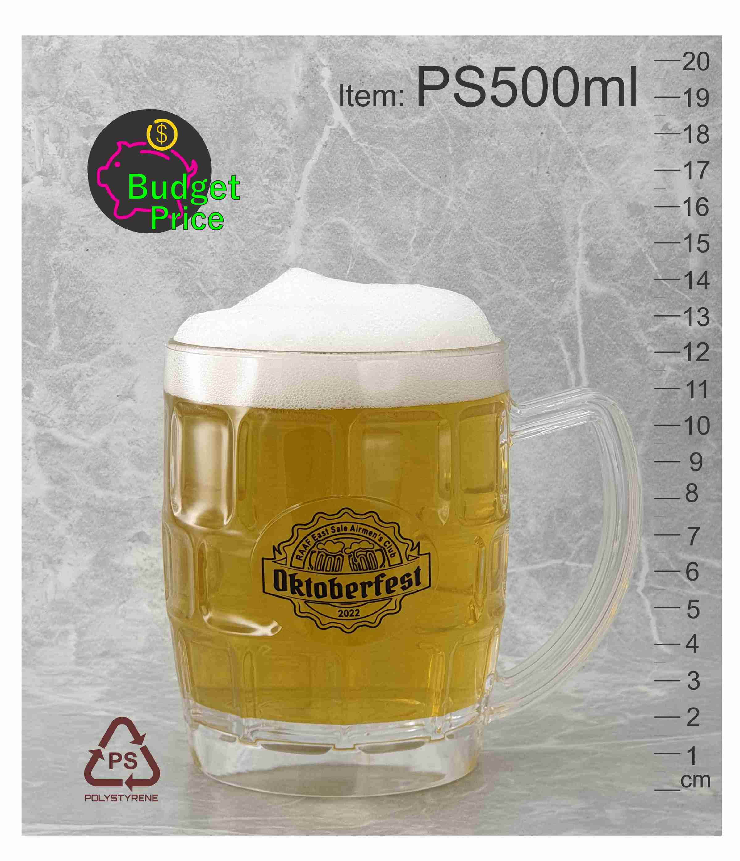 PS500-reusable-custom-printed-festival-events-party-stein-mug-unbreakable-plastic-drinking-beer-pot-glasses-cups-abc2000-melbourne-Australia black printed Octoberfest plastic beer mug